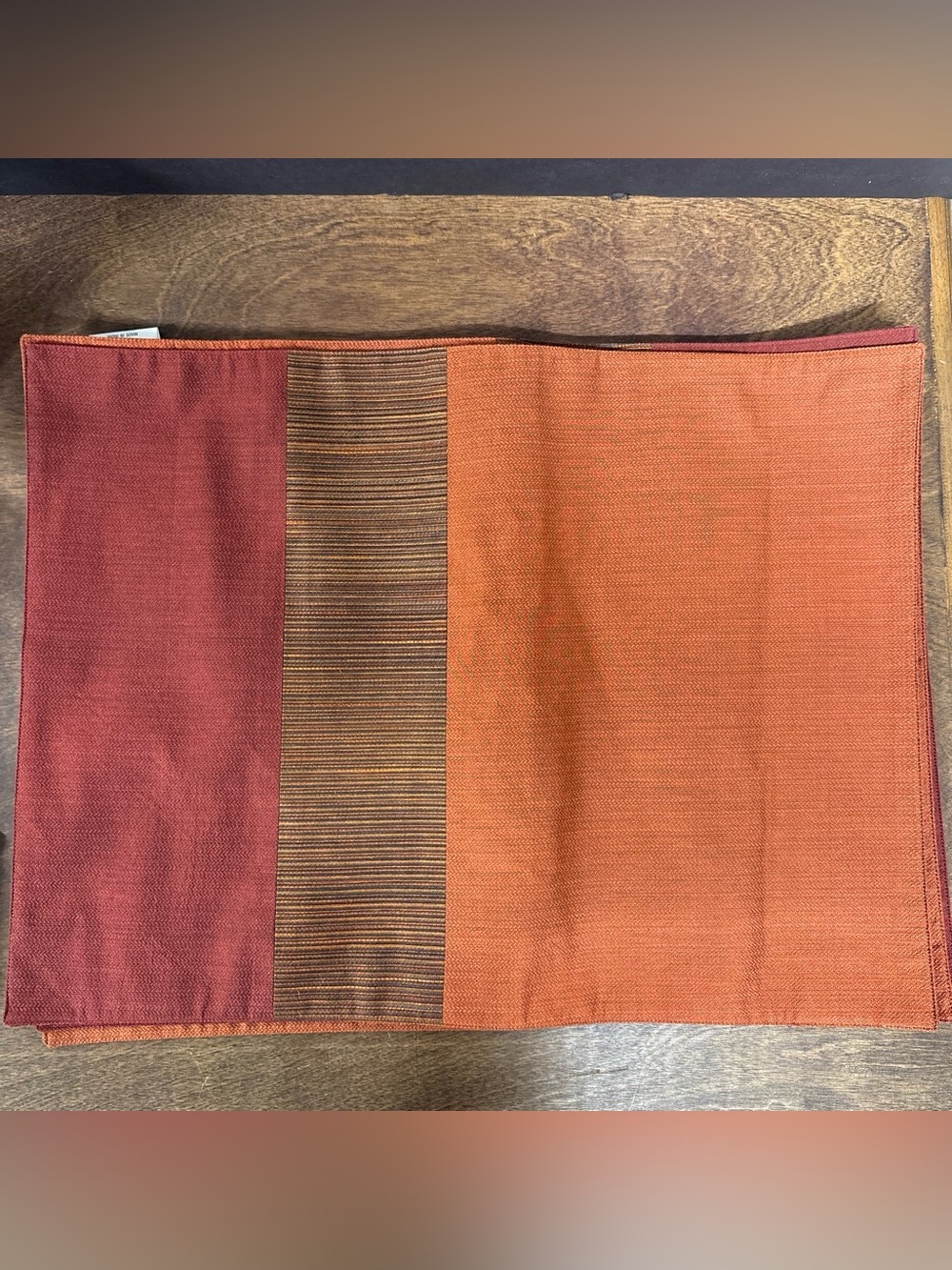 Crate&Barrel Orange and Rust Stripe Table Placemats  Set Of 4
